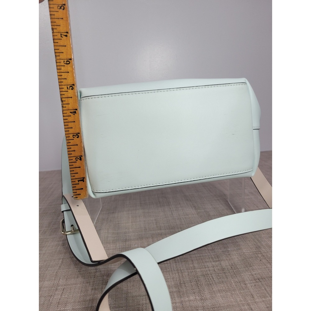 Kate Spade New York Mint Green Leather Flap Crossbody Bag Gold Logo Plaque - Picture 9 of 9